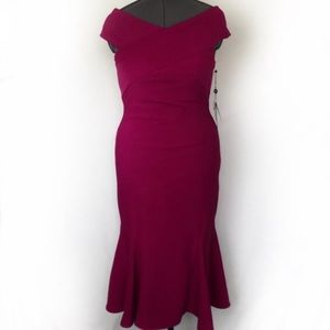 Gorgeous raspberry colored form fitting dress.